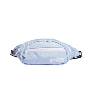 Adidas Light Blue Core Waist Pack, Zip Closure, Striped Adjustable Strap
